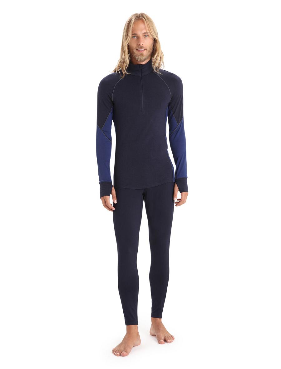 Icebreaker BodyfitZone™ Merino 260 Zone Long Sleeve Half Zip Thermal Top Férfi Base Layers Sötétkék Királykék Sötétkék | HU 1348ZUTG